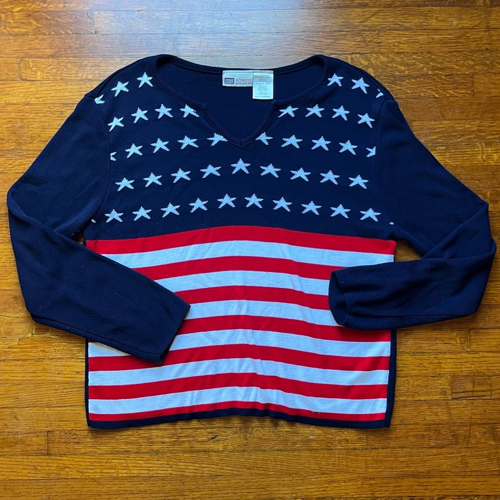 Faded Glory American Flag Sweater XL